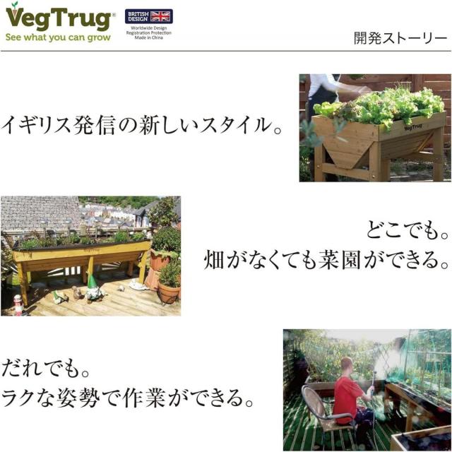 【在庫有・即納】タカショー(Takasho) プランター ホームベジトラグ ウォールハガー コンパクト ナチュラル 【VGT-WH04F】 鉢 植木鉢 木製 野菜 花_6