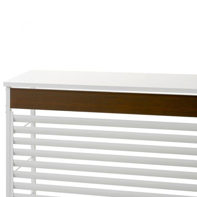 タカショー(TAKASHO) 美WOOD 室外機カバー ホワイト×ブラウンウッド/A  BEW-ST04BRW　屋外 エアコン_1