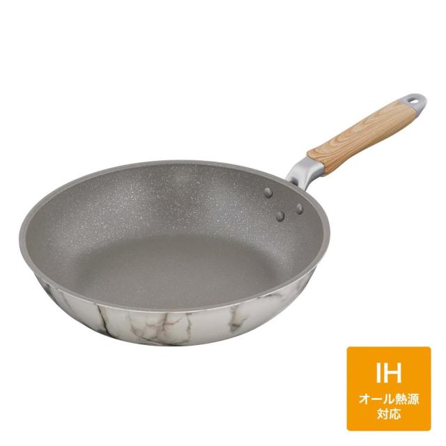 ベストコ フライパン 28cm IH ガス火 ホワイト 大理石柄 NX-123 MARBLE KITCHEN