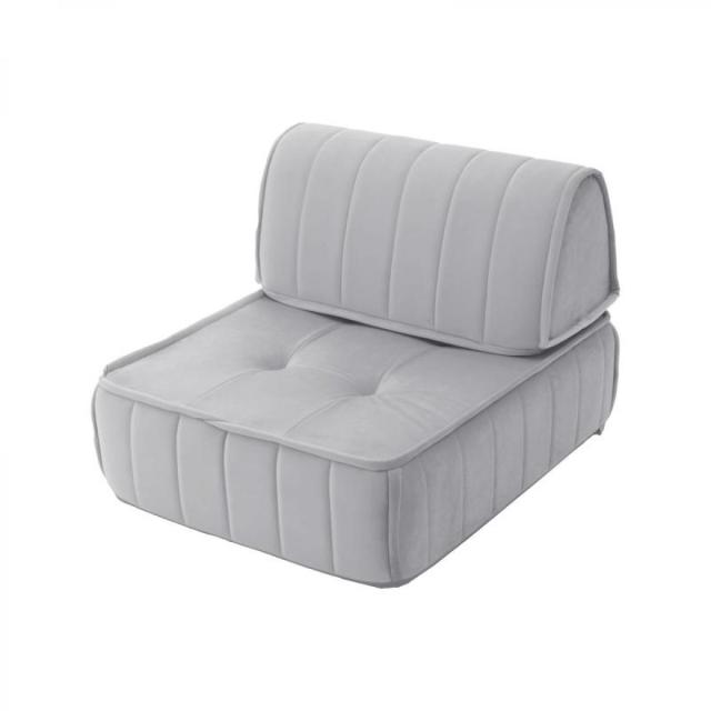 【I】セルタン マルチクッションソファ セット ベロア生地 日本製 ライトグレー A1148a-c-722GRY+A1149a-b-722GRY【受注生産品】