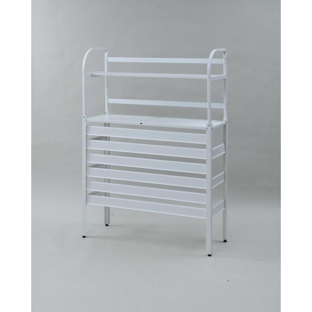 山善 YAMAZEN ワイド アルミ エアコン室外機カバー 棚付 大型サイズ KAAC-100T(WH) 室外機収納部内寸：幅99x奥行35.5x高さ96cmの通販は