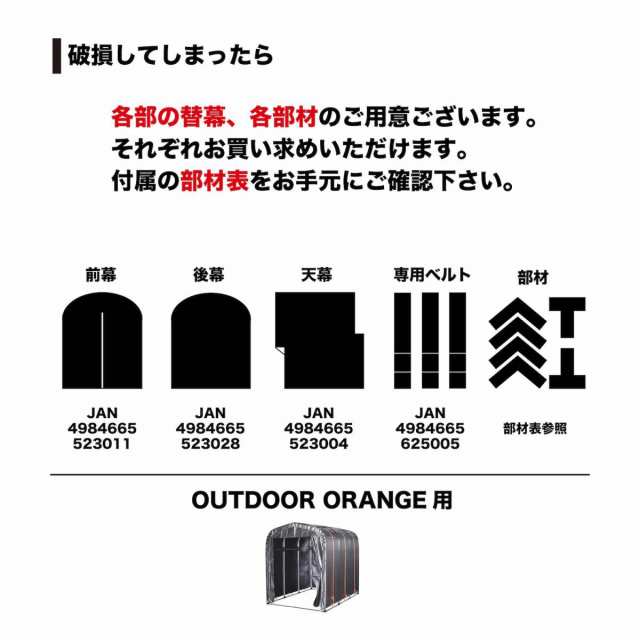 南榮工業 NAN-A パイプ倉庫 OUTDOOR ORANGE 本体一式 組立式 幅1560x奥行2200x高さ1890mm パイプ外径19.1mm  サイクルハウス 物置 南栄工の通販はau PAY マーケット au PAY マーケット－通販サイト