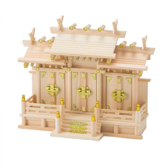 静岡木工 神棚の里 屋根違い三社 桧 つむぎ（小）新築 開店 神棚 日本製の通販は