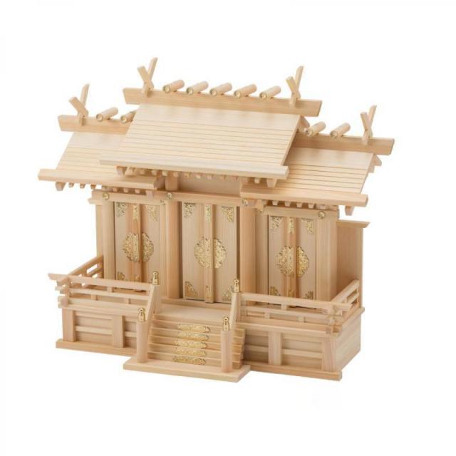 静岡木工 神棚の里 屋根違い三社 桧 本金具（中） 神棚 日本製の通販は