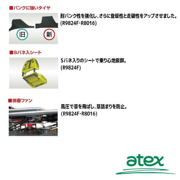 アテックス｜atex 乗用草刈機 刈馬王 R9824FB 4輪駆動 刈幅980mm 刈高10〜100（無段階）の通販はau PAY マーケット  AZTEC au PAY マーケット－通販サイト