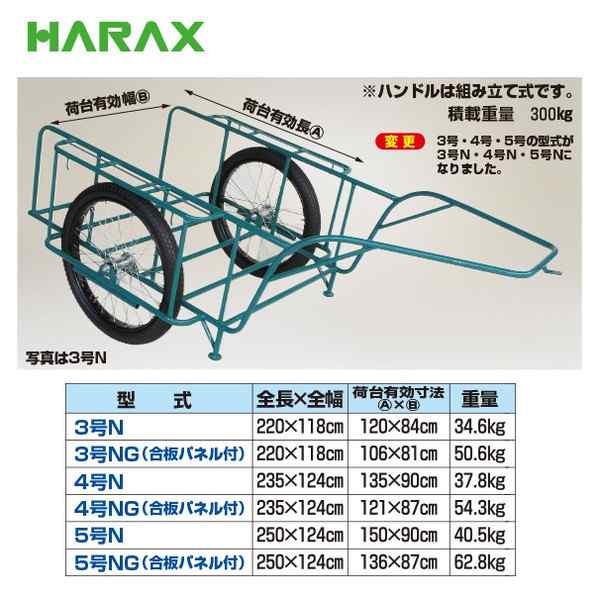 ハラックス｜HARAX スチールリヤカー SSR-5NG 5号NG（合板パネル付） スチール製 積載重量 300kg 鉄製の通販はau PAY  マーケット AZTEC au PAY マーケット－通販サイト