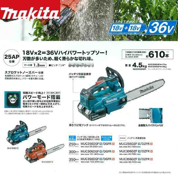 宅急便は割引特典対象！ マキタ ３６V 充電式チェーンソー MUC306DZF