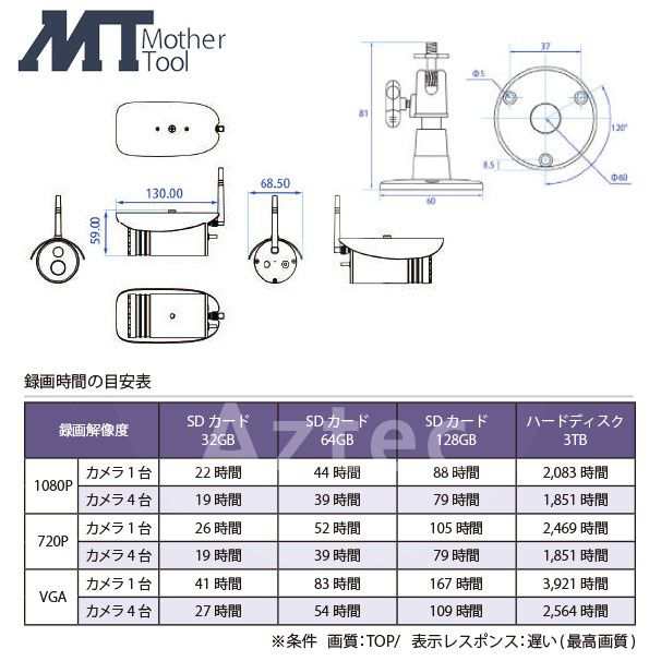 マザーツール｜ワイヤレスセキュリティカメラ2台　モニターセット MT-WCM300｜au PAY マーケット