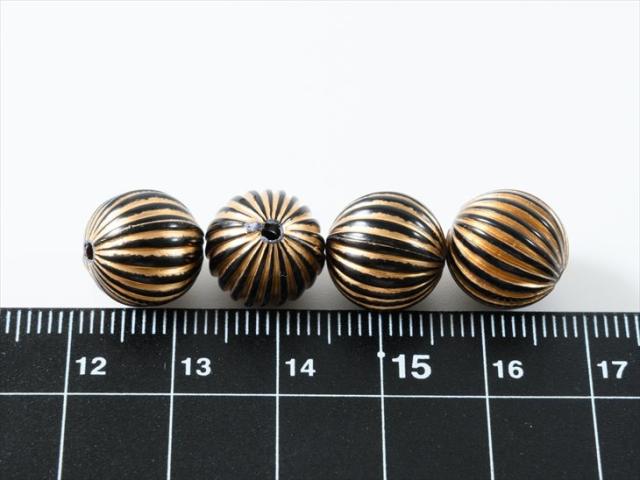 アクリルビーズ 高品質 筋入り ボール 12mm ブラック×ゴールドライン 20個 20ヶ 約1.2cm ビーズ 通し穴付き 丸玉 アクセサリー アクセサリーパーツ パーツ アクリル