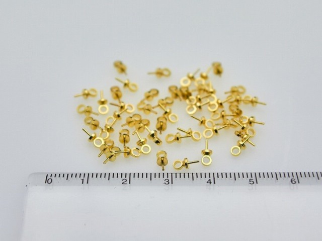 差し込みヒートン(約6.5x2.5mm)約50個 ゴールド アクセサリーパーツ 副 ...