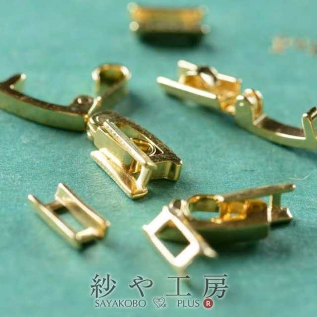 留め金具【国内本金メッキ製中留(本体:約10x2mm)約10組 ゴールド】中