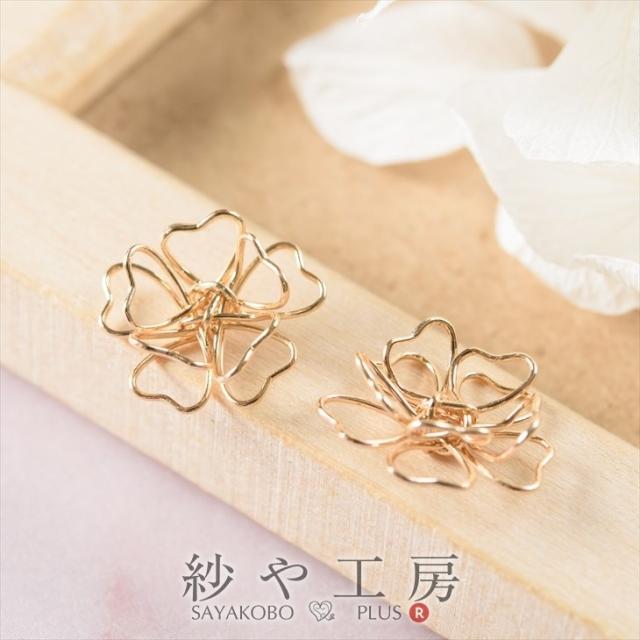 K22金の花モチーフメダルチャーム 2個 百合チャーム 16×20mm ゴールド 花 花束 チャーム メタル