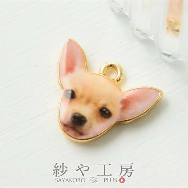 チャーム 犬 チワワ 動物 アクセサリー パーツ クリーム 14.5mm