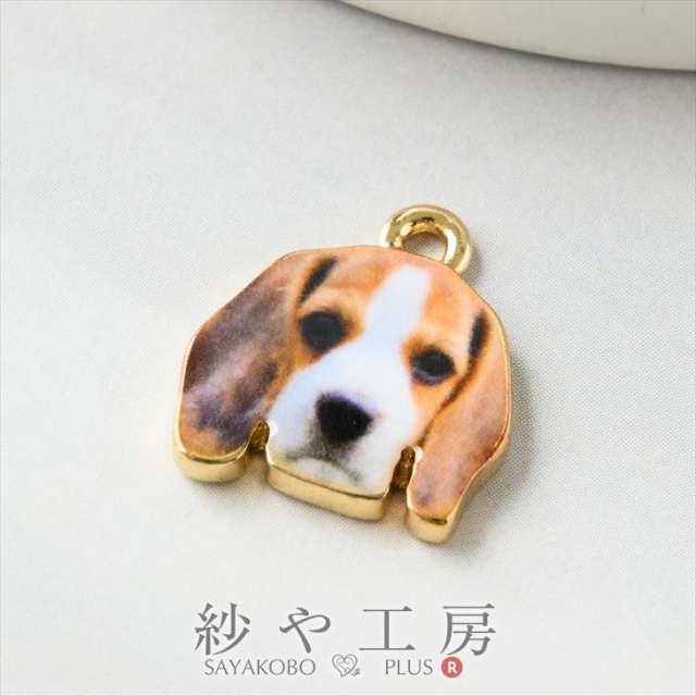 チャーム 犬 ビーグルB 動物 アクセサリー パーツ ブラウン×ホワイト