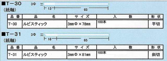 ルビスティック T-30/T-31 (100個)の通販はau PAY マーケット - デンシ電気店