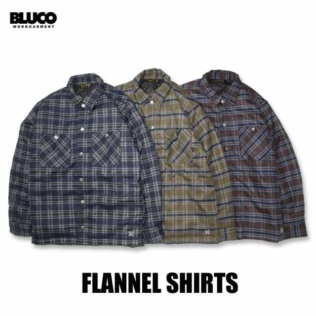 BLUCO(ブルコ) OL-046-022 QUILTING FLANNEL SHIRTS 3色(BRN/NVY/OLV