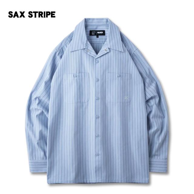 BLUCO(ブルコ) OL-11-109 STANDARD WORK SHIRTS L/S7色(BLK/NVY/BLU/KHK/WHT-STP/GRY-STP/SAX-STP)_7