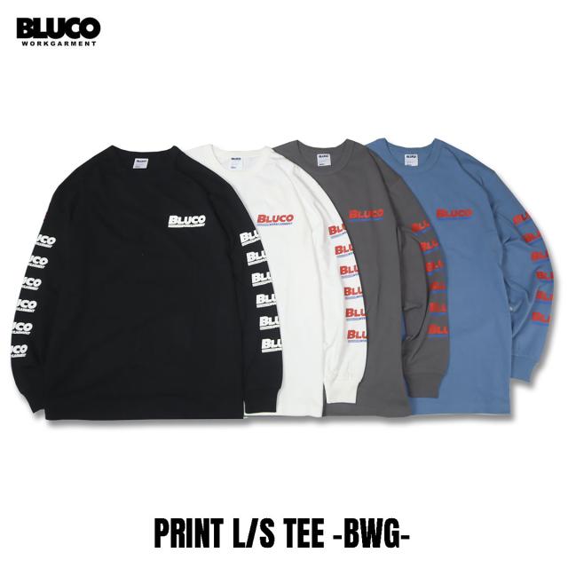 BLUCO(ブルコ) OL-12-006 PRINT L/S TEE -BWG- (BLK/WHT/CHL/SBLU)の通販は 5,170円