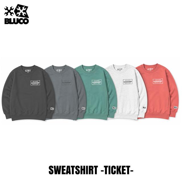 BLUCO(ブルコ) OL-13-031 スウェットシャツ -Ticket- 5色(BLACK/CHARCOAL/GREEN/ASH/SALMON)