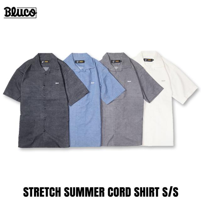 BLUCO(ブルコ) OL-21-019 ストレッチ サマーコールシャツ S/S 4色(BLACK/BLUE/GRAY/IVORY)
