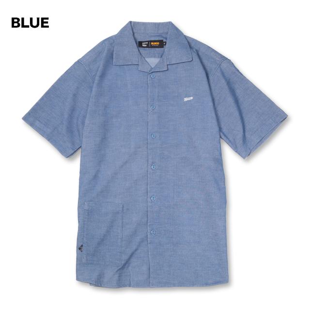 BLUCO(ブルコ) OL-21-019 ストレッチ サマーコールシャツ S/S 4色(BLACK/BLUE/GRAY/IVORY)_2