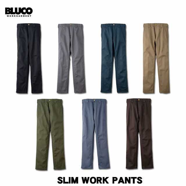 BLUCO(ブルコ)OL-0063 WORK PANTS SLIM 7色(BLK/L.GRY/NVY/KHK/OLV/AF