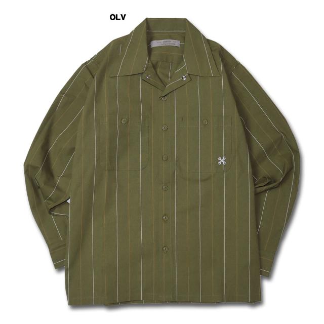 BLUCO(ブルコ)OL-0109 STANDARD WORK SHIRT L/S 7色(L.BLU/WHT/NVY/BLK/S.BLU.STP/OLV.STP/BEG.STP)_7