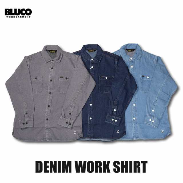 BLUCO(ブルコ) OL-1122 DENIM WORK SHIRT 3色(NVY/BLK/BLU)