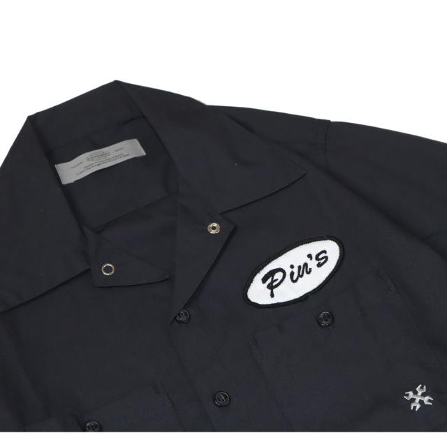 Pins カスタムワークシャツ -Embroidery Patch- ブラック