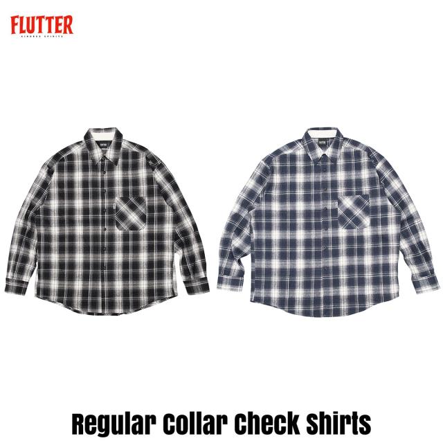 FLUTTER(フラッター) Regular Collar Check Shirts 2色(BLACK/NAVY)