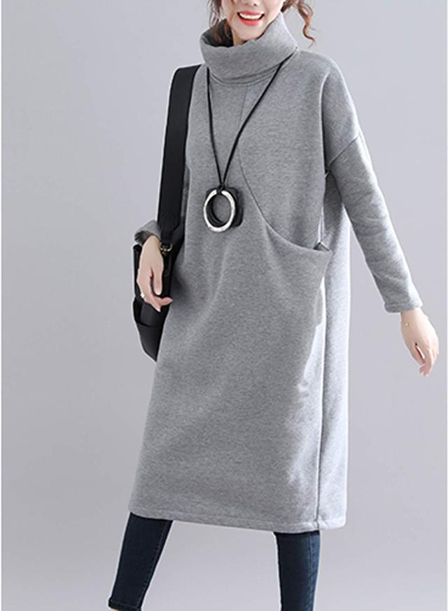 マキシワンピース レディース チュニック ロングワンピース タートルネック 裏起毛 ドロップショルダー 大きいサイズ の通販はau Pay マーケット ｈｕｋｉｈｏｕｓｅ