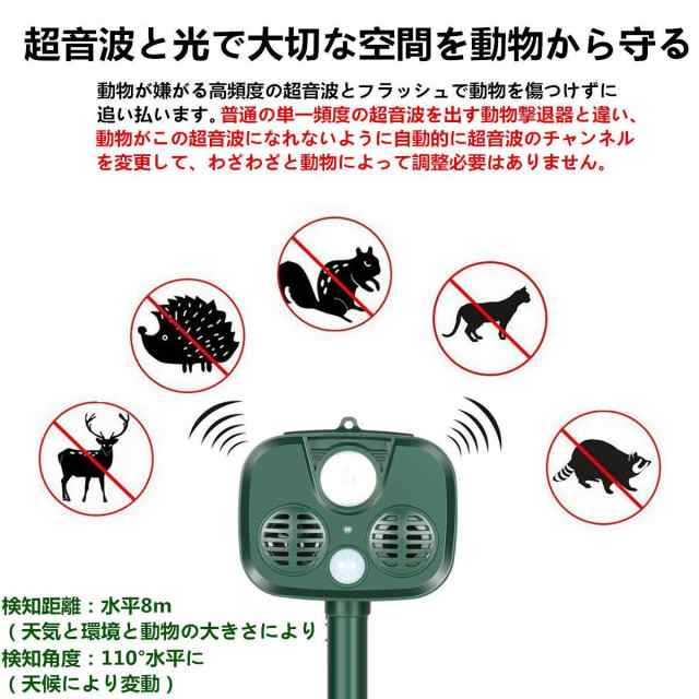 猫よけ 超音波 21版 番人くん 動物撃退器 ソーラー充電 電池給電 Usb充電式 超音波式 Led強力フラッシュライト の通販はau Pay マーケット ｈｕｋｉｈｏｕｓｅ