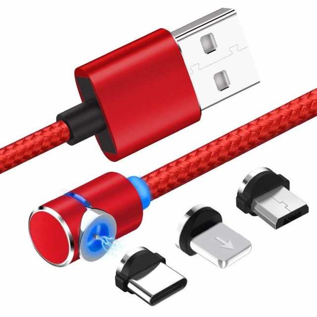 Lightning Type C Micro Usb 充電ケーブル 強力マグネット式 1m Rd 1本3役 急速充電 L字型 Usbケーブル 磁石 着脱式 360度回転 Iの通販はau Pay マーケット ｈｕｋｉｈｏｕｓｅ