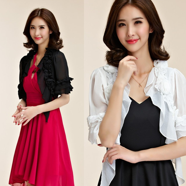 即納 ボレロ カーディガン 五分袖 結婚式 ドレス パーティードレス お呼ばれ 二次会 袖あり 大きいサイズ フリルの通販はau Pay マーケット Happy Dress Wowma店