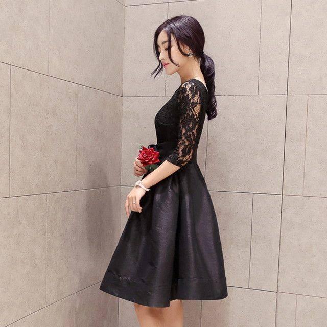 結婚式 ドレス パーティードレス お呼ばれ ワンピース 二次会 ドレス 袖あり 発表会 謝恩会 代 30代 40代 大きいサイズ ミニの通販はau Pay マーケット Happy Dress Wowma店