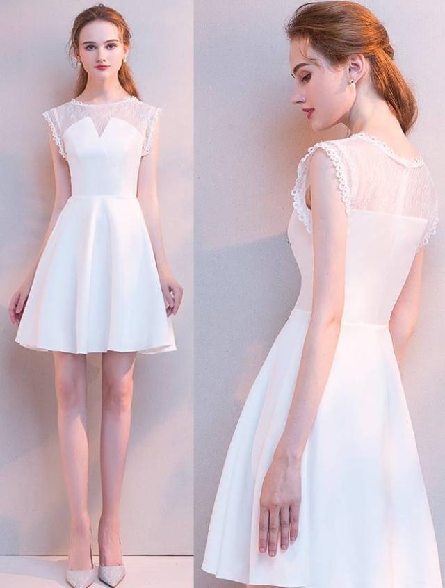 ミニドレス 結婚式 パーティードレス 二次会 ミニ ドレス 膝丈 ワンピース レース 清楚 大人可愛い の通販はau Pay マーケット Happy Dress Wowma店