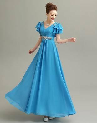 ロングドレス 演奏会 パーティードレス 結婚式 マキシ丈 ワンピース ドレス シフォン フリル 袖ありの通販はau Pay マーケット Happy Dress Wowma店