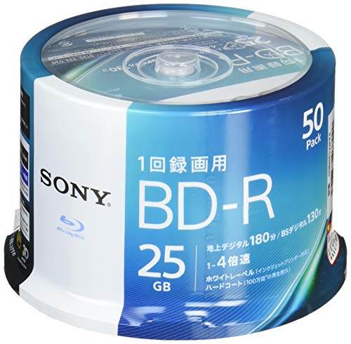 ソニー ブルーレイディスク BD-R 25GB (1枚あたり地デジ約3時間) 1回録画用 50枚入り 4倍速ダビング対応 ケース無し 50BNR 6,604円