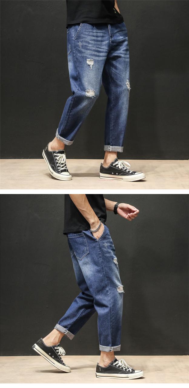 夏九分丈ジーンズ メンズ デニムパンツ スキニー ストレート スリム ダメージ加工 ストレッチ ミリタリーファッション サイズm 5xlの通販はau Pay マーケット マリの屋