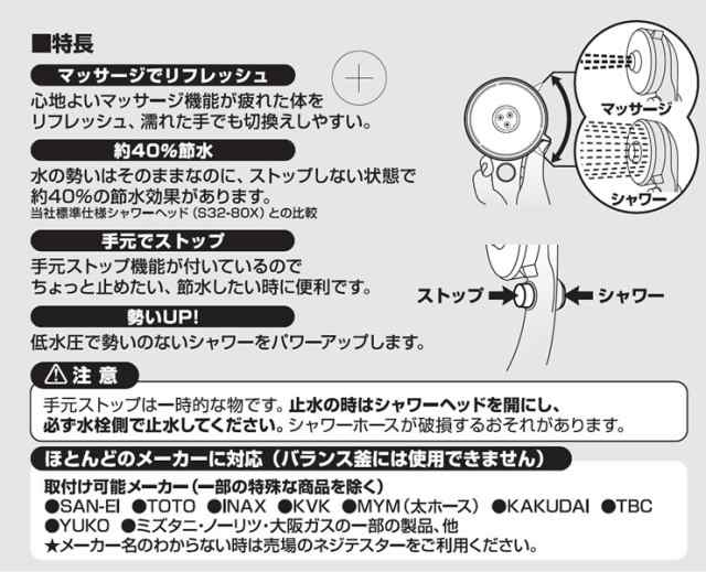 マッサージストップシャワーヘッド PS3235-80XA-MW2 [SANEI] の通販はau PAY マーケット - e-暮らしRあーる