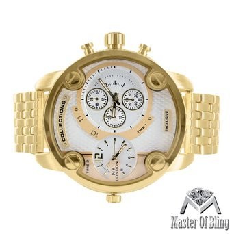 複数の時間ゾーン時計メンズxl Large Dial 14 Kゴールドトーンjoe Rodeo Jojino Lookの通販はau Pay マーケット Amelie