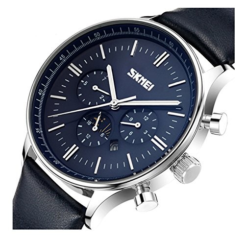 ブルーブルーダイヤルレザーストラップカジュアルメンズクォーツ防水腕時計skmei 9117の通販はau Pay マーケット Amelie