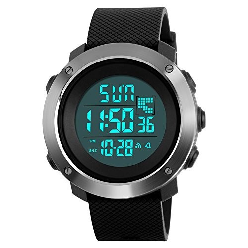 メンズ デジタル スポーツ腕時計 LED 電子 24時間表示 アラーム 