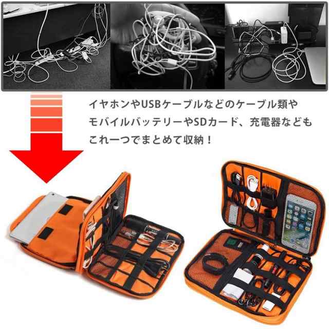 万能収納ポーチ 小物 周辺機器 コード ケーブル ダブルポケット 防滴 撥水 加工 スマホ アクセサリー タブレット Pr Cordcaseの通販はau Pay マーケット プランドル