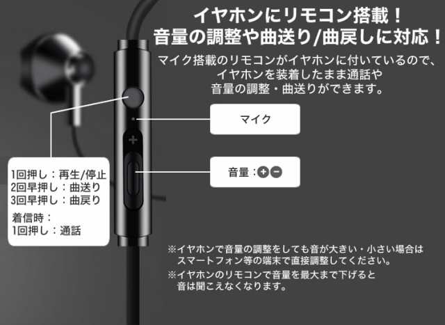 インナーイヤー型 イヤホン 有線 マイク内蔵 リモコン付き スマートフォン 音楽 通話 Iphone Android タブレット Pr Q8 メール便 送料無の通販はau Pay マーケット プランドル