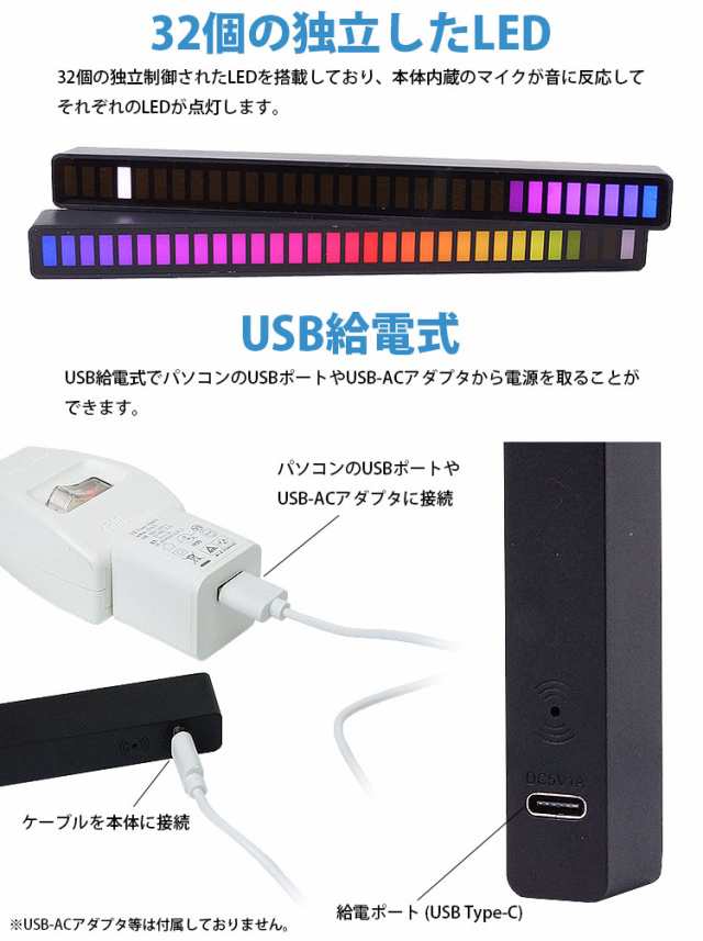 サウンドレベルライト メーター インジケータ USB給電式 LEDライト