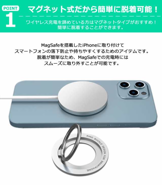 スマホリング 落下防止 Magsafe マグネット 磁石 マグセーフ スタンド リング ホールドリング 取り外し簡単 薄型 iPhone13 12  PR-SMRINGの通販はau PAY マーケット - プランドル