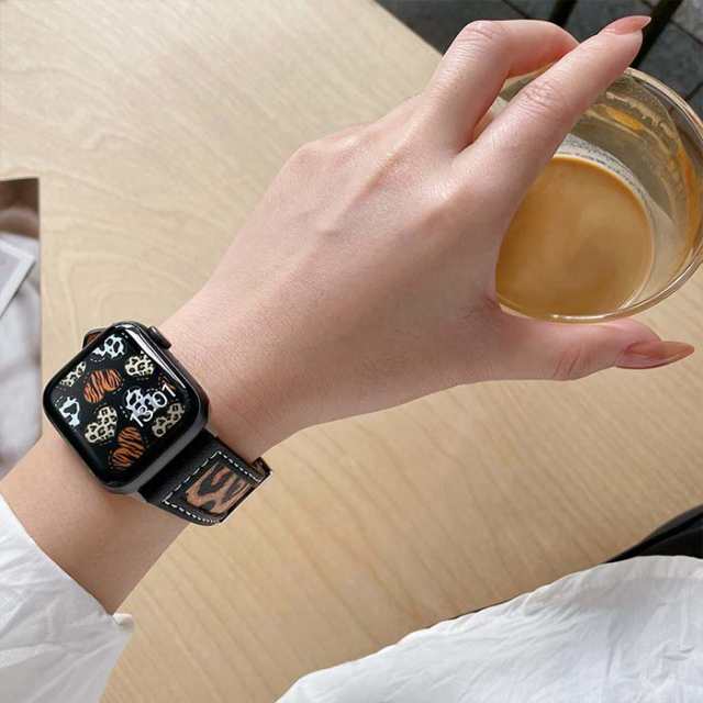 APPLE WATCH 交換バンド 牛柄 ヒョウ柄 ゼブラ 千鳥格子