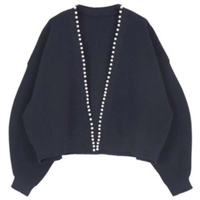 パールカーディガン ランタンスリーブ ショート丈 袖 カジュアル 装飾 かわいいおしゃれ パール 上品 レディース ゆるふわ 上着 シンプル パールカーディガン ランタンスリーブ ショート丈 袖 カジュアル