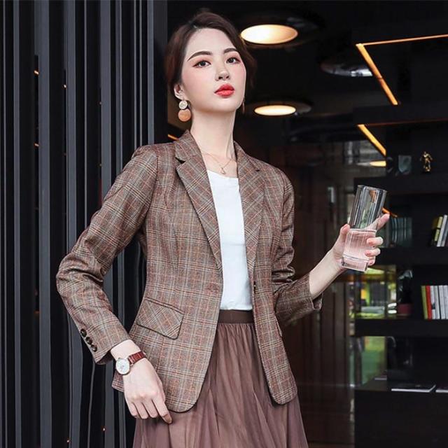 テーラードジャケット チェック柄 ブリティッシュスタイル 1ボタン ジャケット アウター カジュアル フォーマル 上品 女性 可愛い お洒落の通販はau Pay マーケット Sno